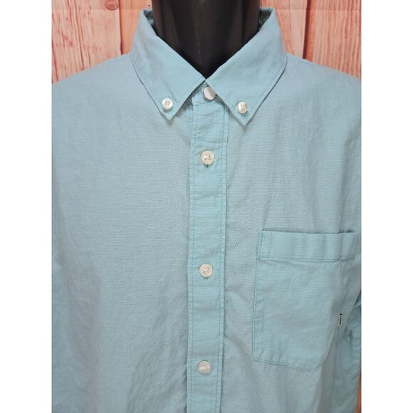 Vans Mens Short Sleeve Button-Up Shirt Blue Medium - Picture 3 of 9